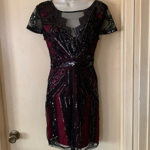 Black and red sequin 1920’s party dress size S - Picture 1 of 11